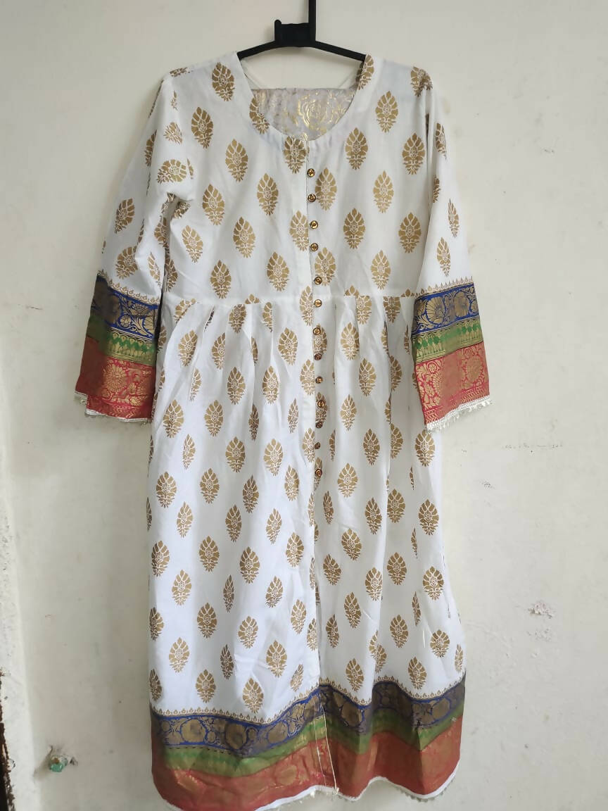 White & Golden Frok | Women Froks & Maxis | Medium | New