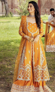 Mushq | Orange frock with beautiful silver embroider | Women branded formals | Worn once