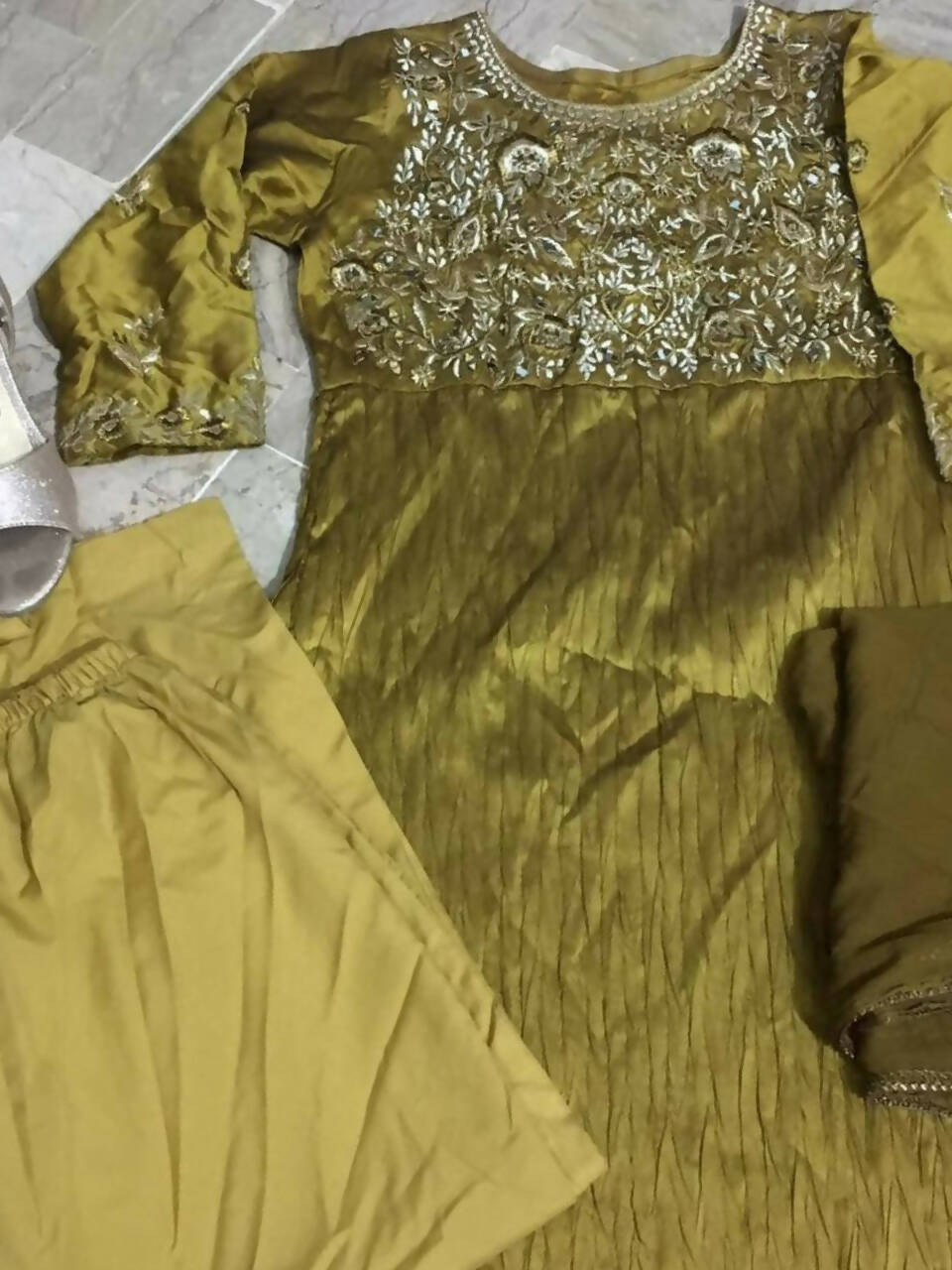 Stylish Dhaani Color Frocks | Mirror Embroidered Work | Women Frocks & Maxis | Large | New