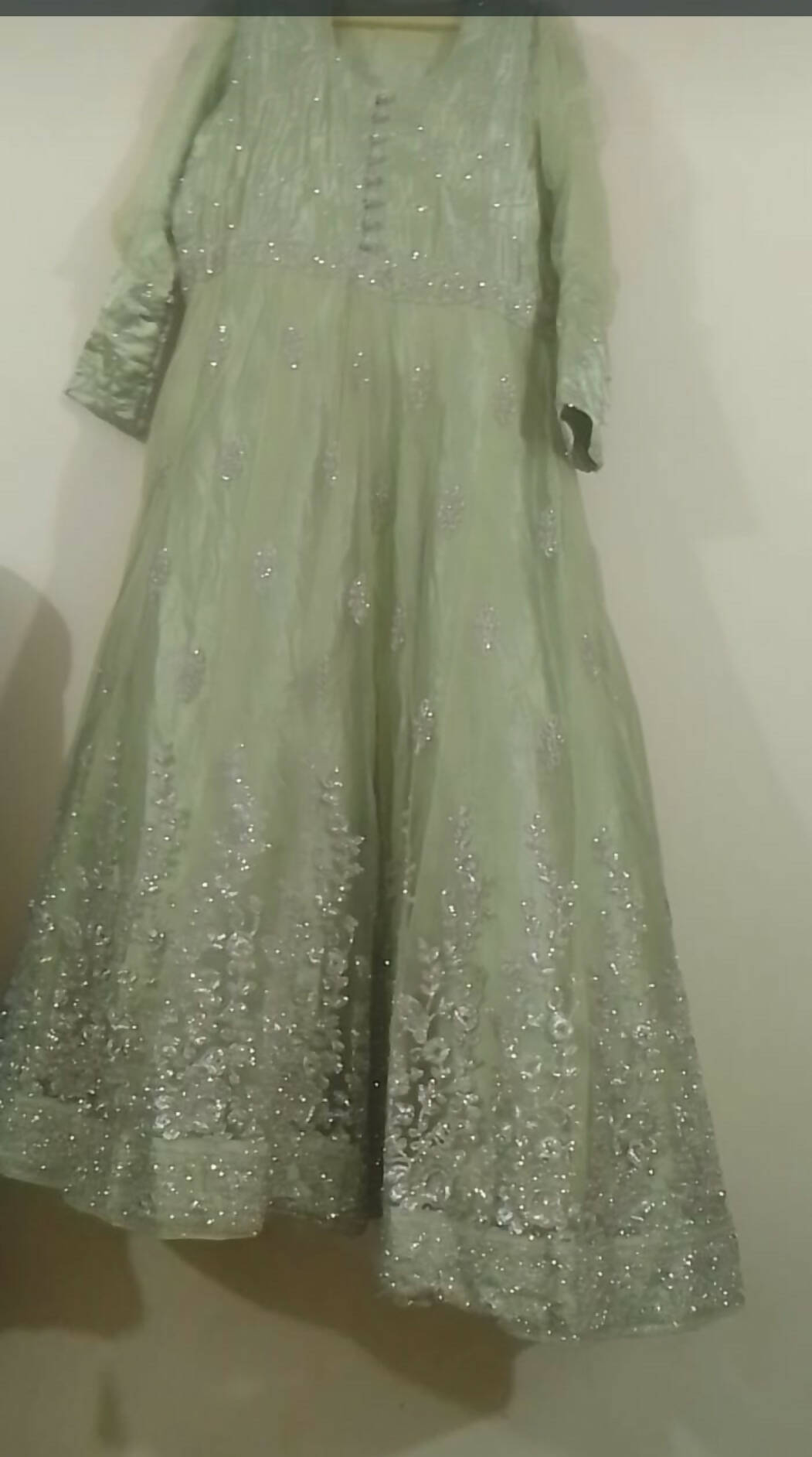 Beautiful Silver Maxi 2 piece (Maxi and Dupatta) | For Women | Size - Medium | Preloved