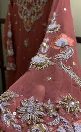 Peach fancy 3 Pc Suit | Women Locally Made Formals | Medium | Worn Once