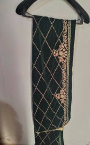Dark green embroidery shawl | Women Dupattas & Shawls | Worn Once