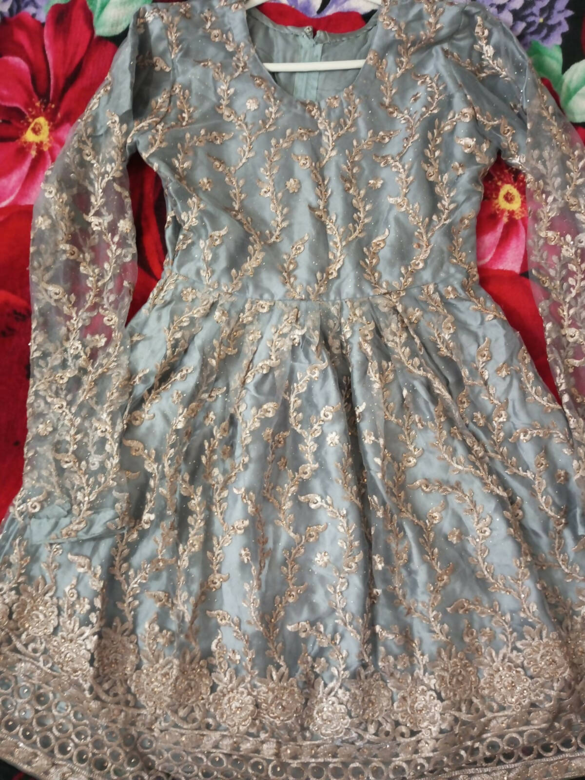 Gray Peplum With Gharara | Women Formals | Small | Worn Once