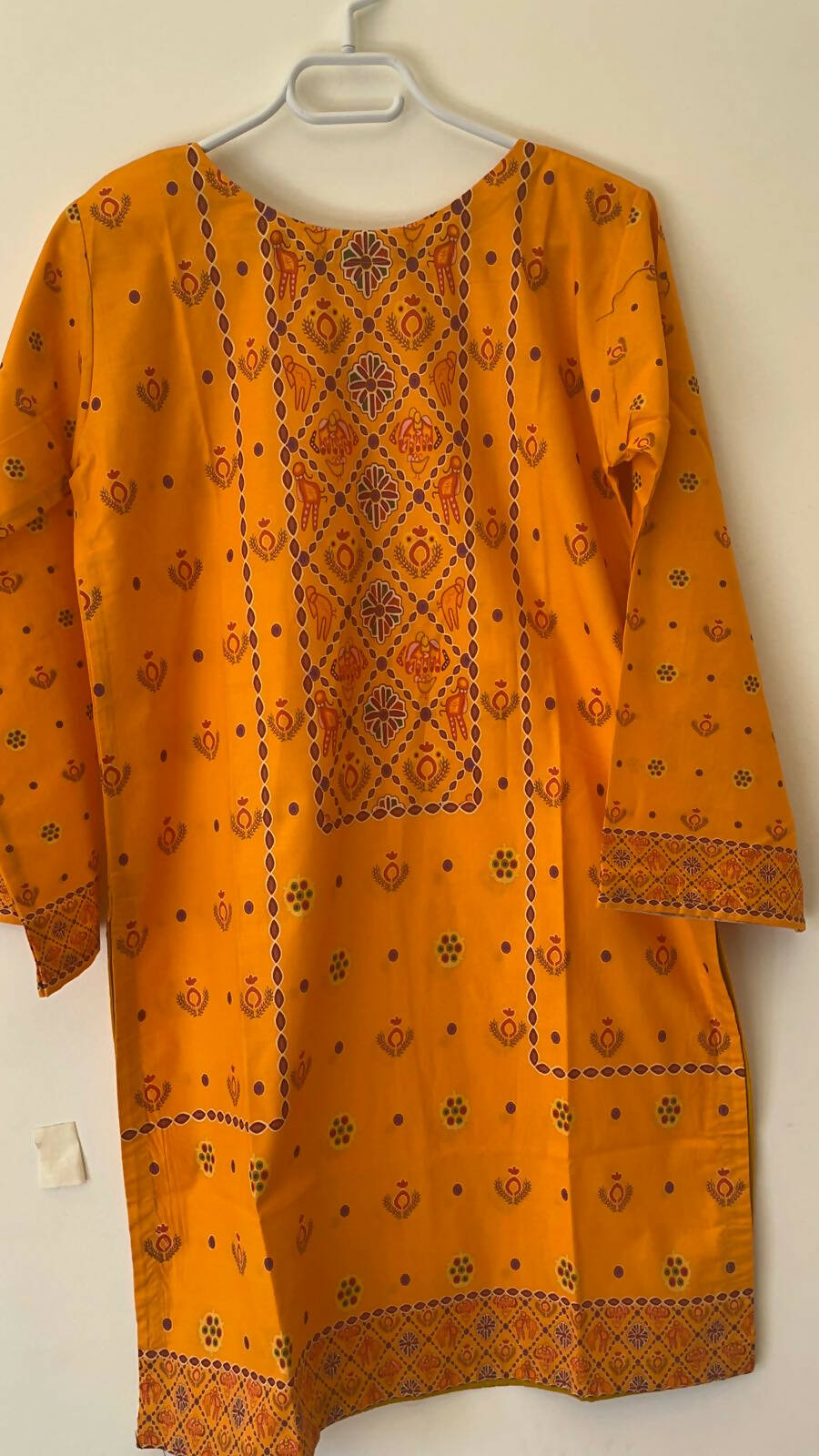 Yellow Printed Kurti ( SIZE: MEDIUM) | Women Locally Made | Brand New