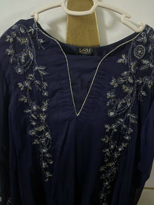 Lakhany | Royal Blue Embroided Frok | Women Froks & Maxis | Large | Preloved