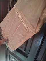 Pink Peach Embroidery suit 4 PC | Women Locally Made Formals | X- Large | Worn Once