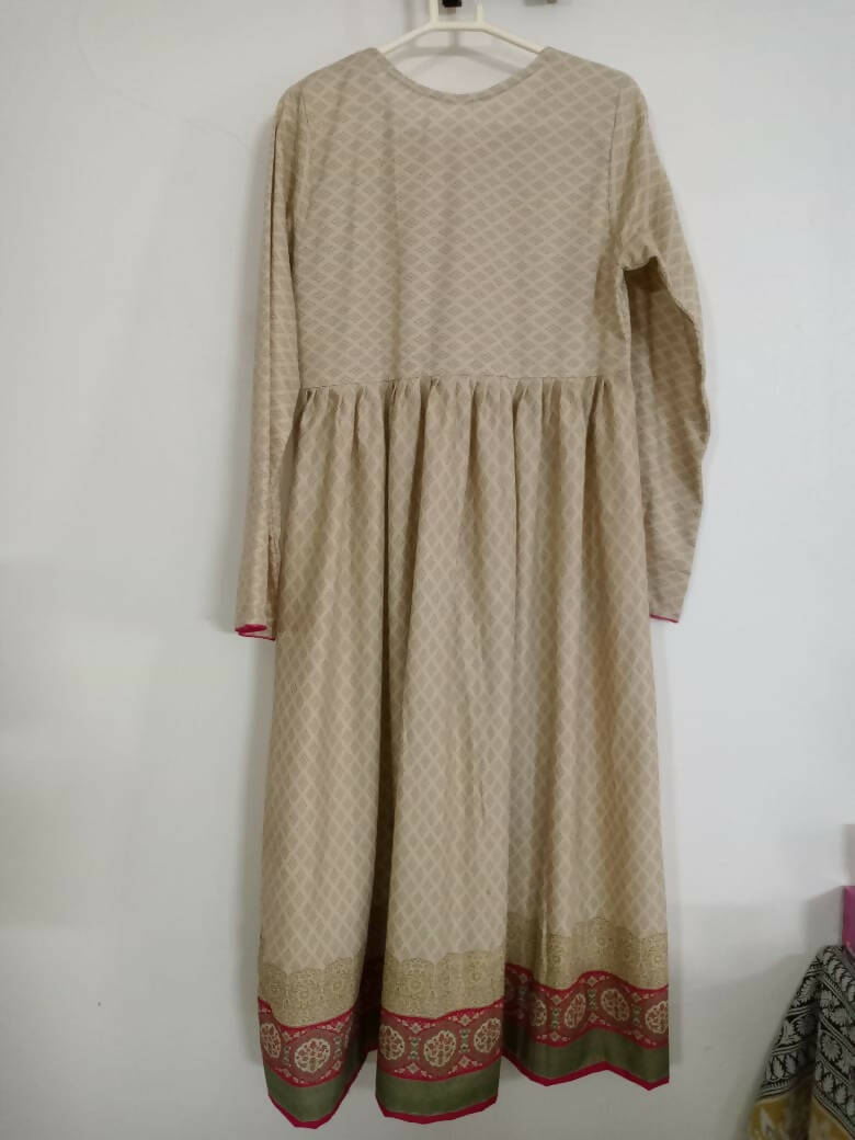 Limelight | Fawn and Pink Khaddar Casual Frock (Size: XS)| Women Frocks & Maxis | New