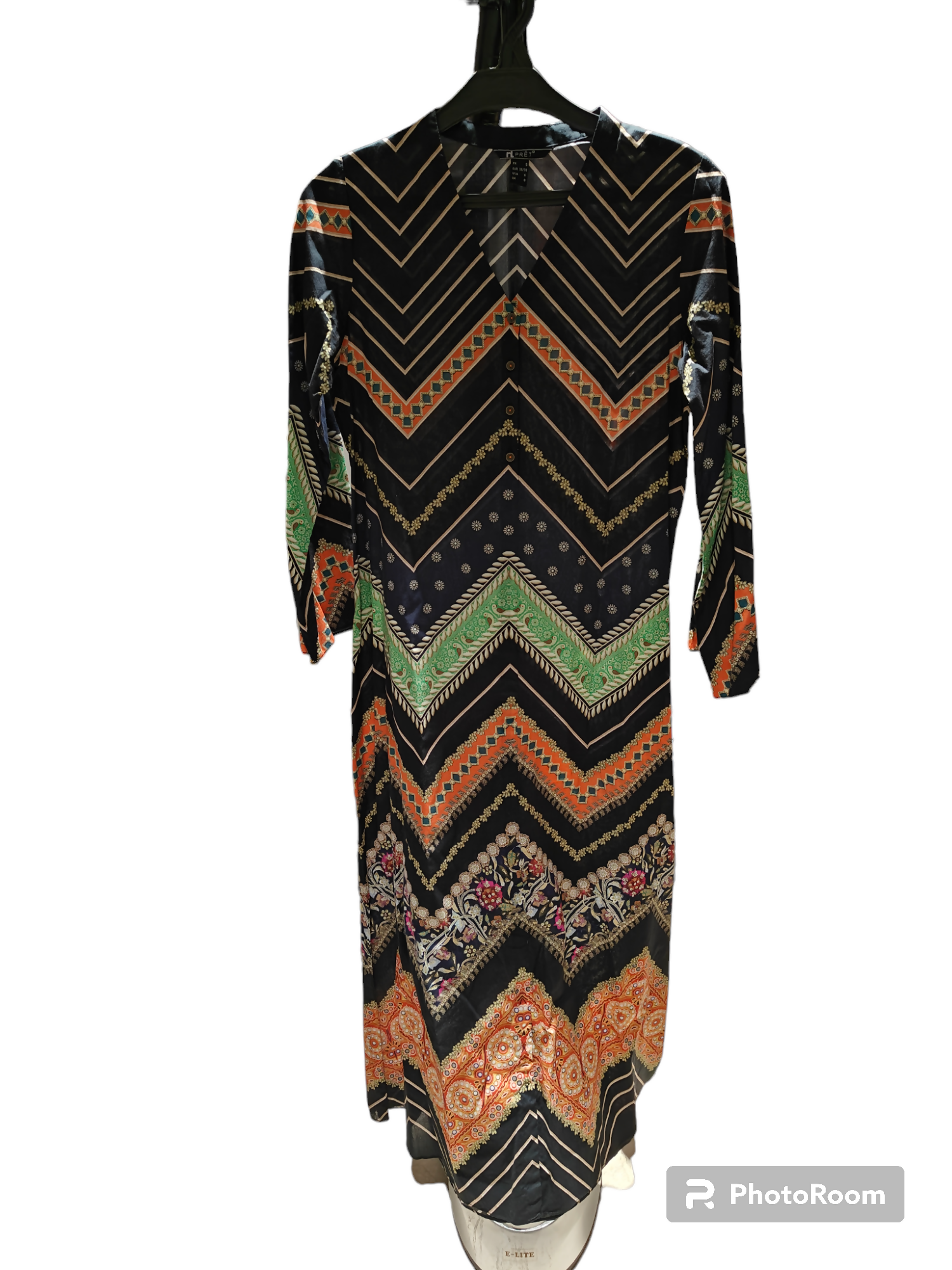 GEOMETRIC DESIGN LONG DRESS | NISHAT LINEN PRET (SIZE: S )| WOMEN FROCKS & MAXIS | WORN ONCE