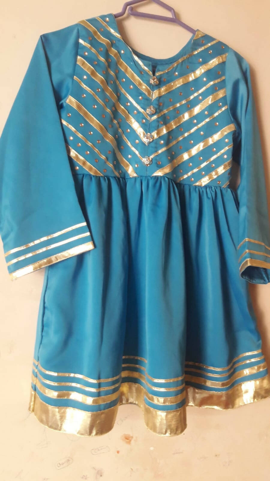 Blue Frock & Trouser | Kids | Girls Shalwar Kameez | 1 to 2 Years | New
