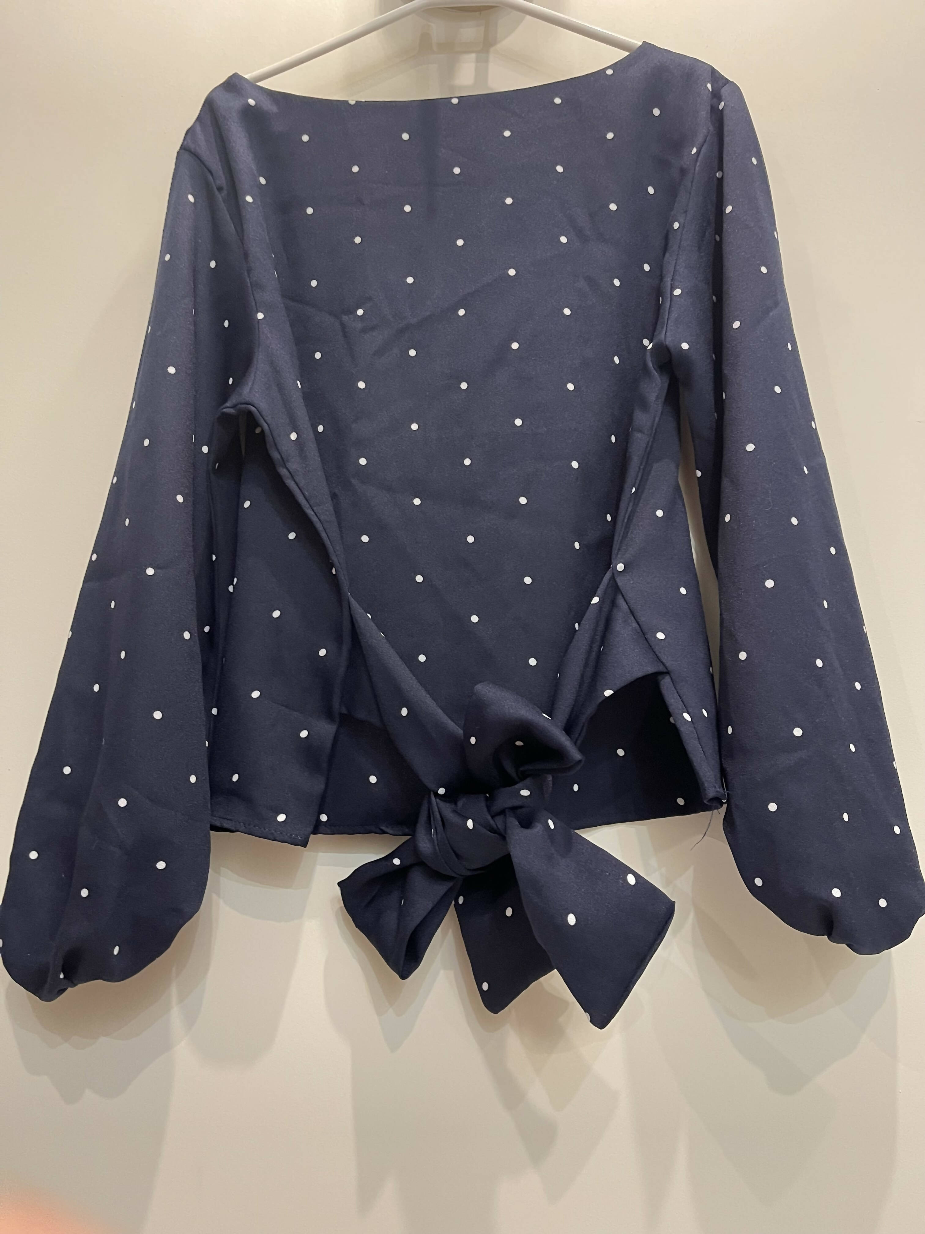 Western Polka dot navy blue shirt | Women Tops & Shirts | Small | New