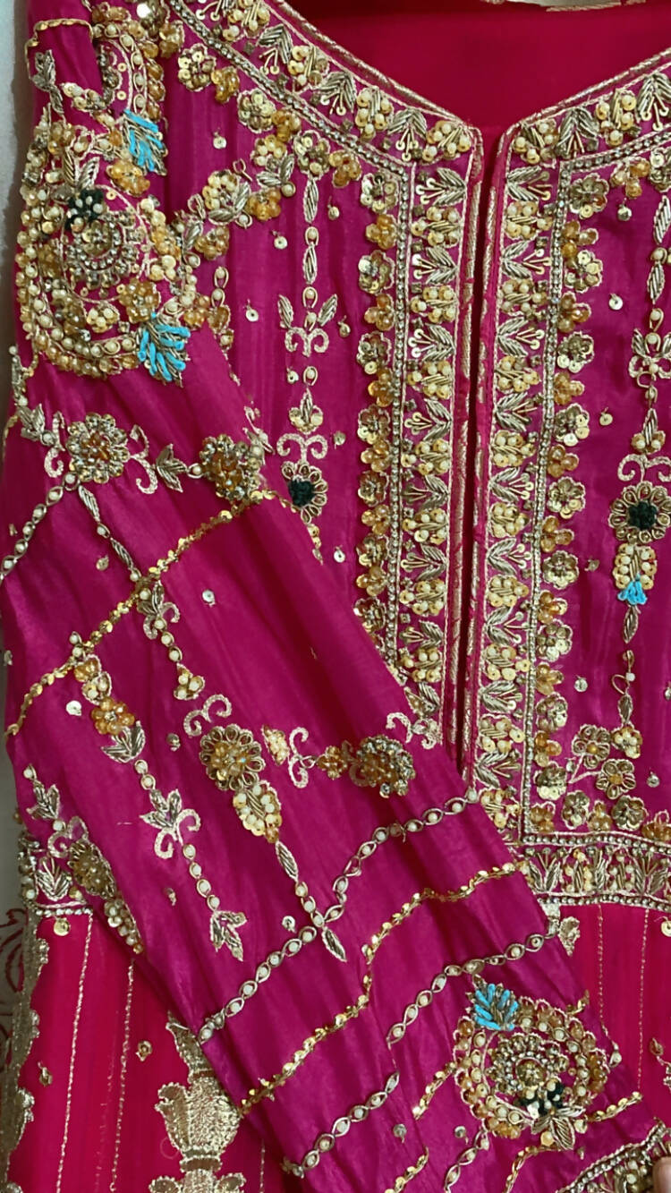 Embroided Maxi with Banarsi Sharara | Women Locally Made Formals | Small | Preloved