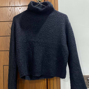 Black Turtle Neck Fur Sweater | Women Sweaters & Jackets | Small | Worn Once