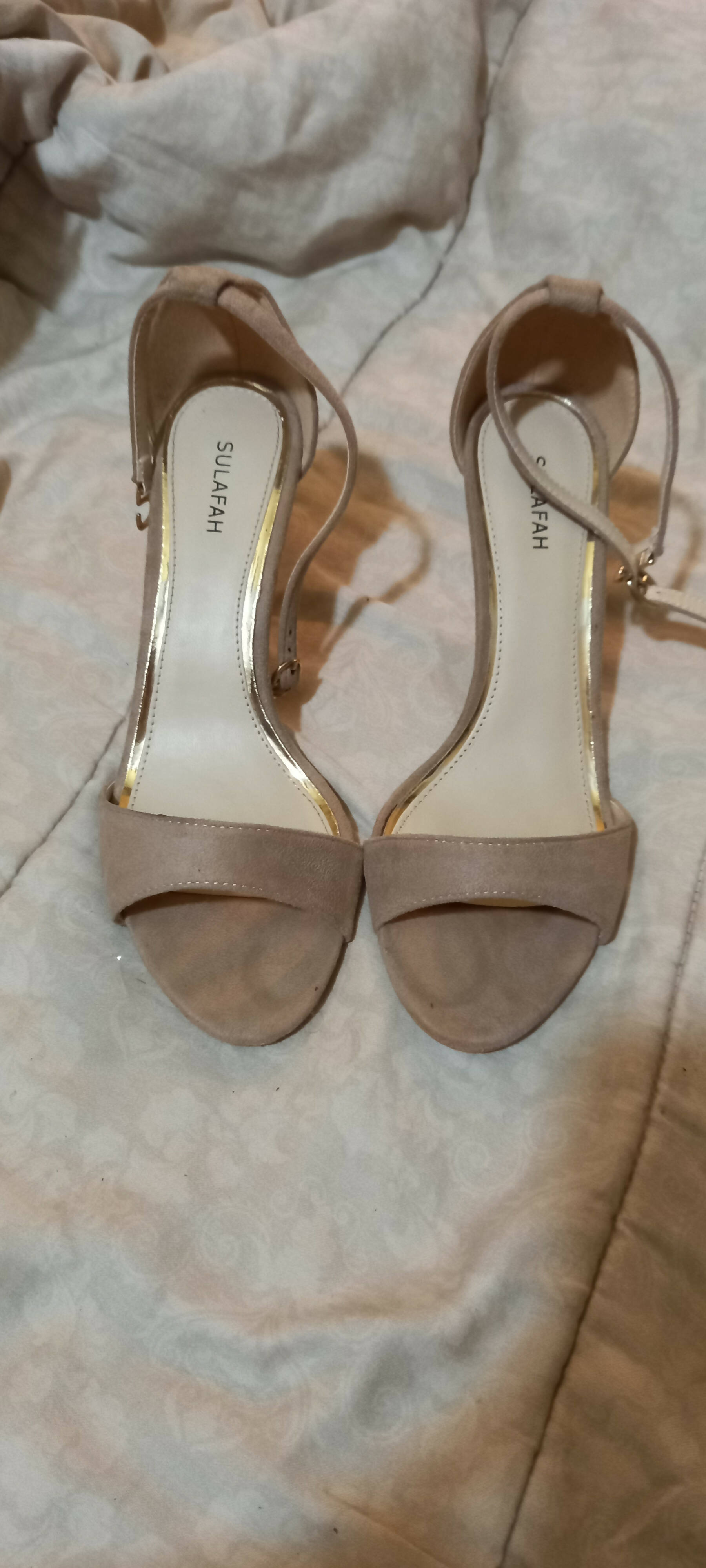 Sulafah | Beige Pencil Heel Formal Sandal | Women Shoes | Worn Once