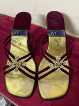 Jay Shoes | Maroon Velvet Heels | Women Shoes | Size: 8 | Preloved