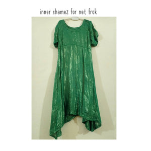 Green Net silk embroidery short frock with sharara | Women Formals | Preloved