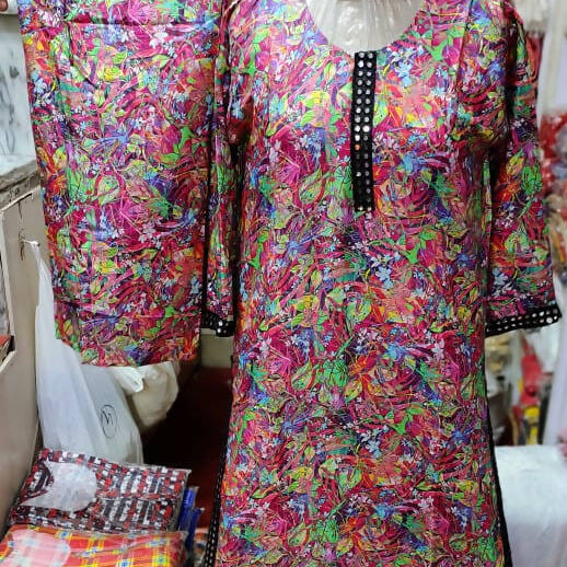 Pink Floral Print Suit | Women Locally Made Kurta | Medium | Brand New with Tags