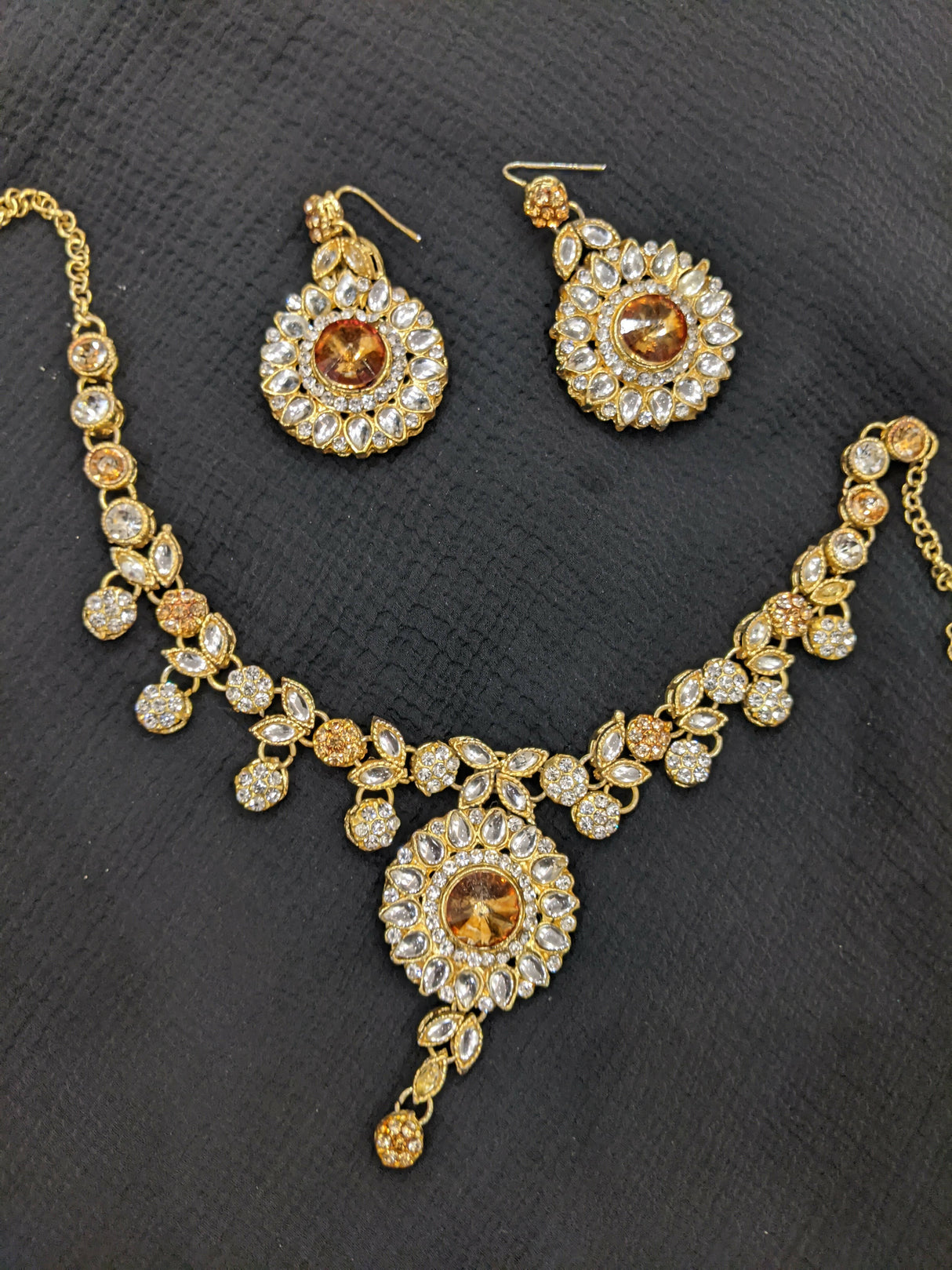 Gold partywear necklace set | Women Jewelry | Worn Once