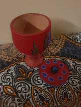 Clay Glass | Handmade Painted Glass with lid | For Your Home | Home & Decor | Size: 5 x 3 x 3 |New