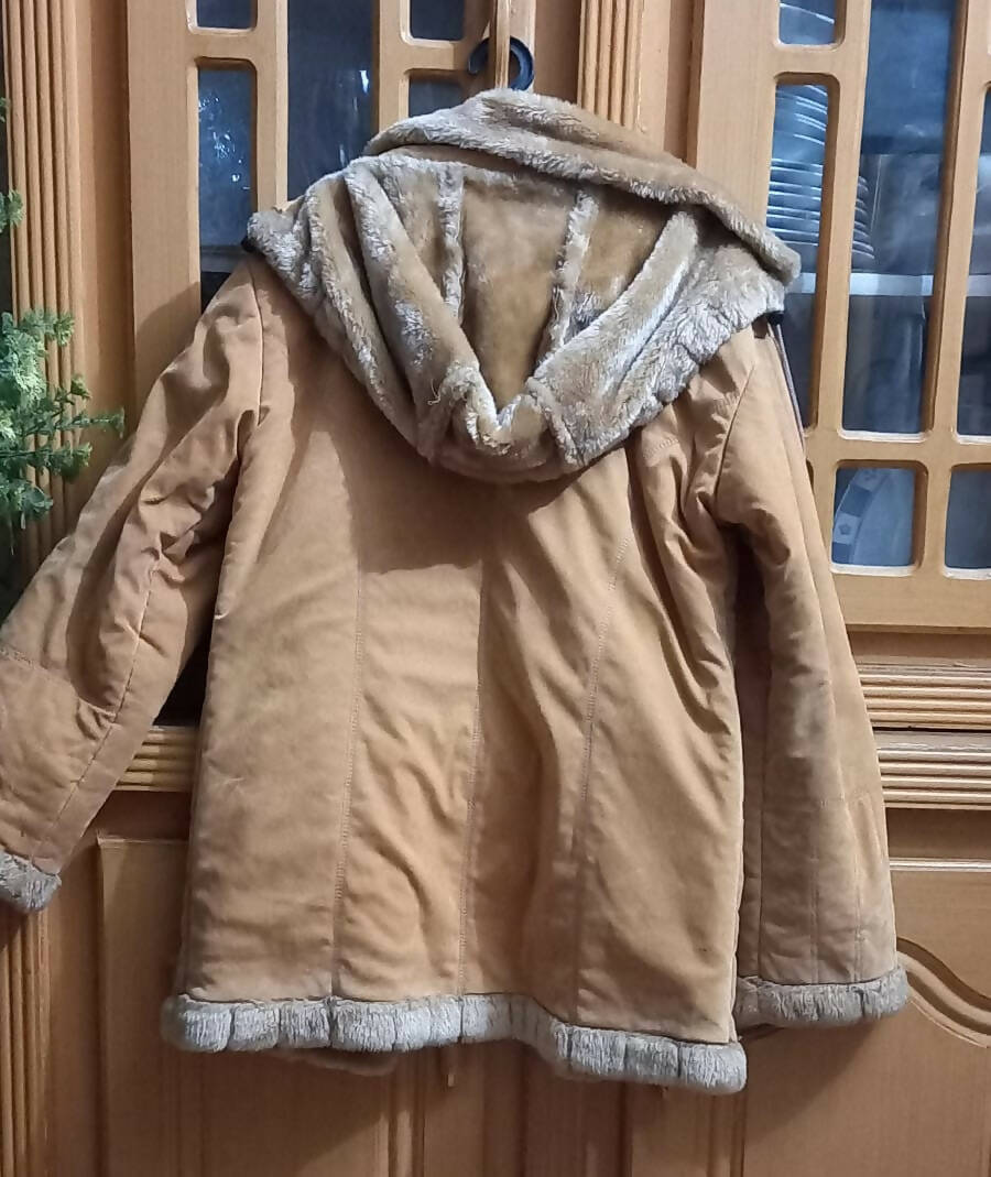 Camel Color Fur Jacket Coat | Women Sweaters & Jackets | X-Large | Preloved