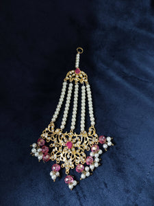 Beautiful Maang Tikka | Women Jewelry | White and pink Maang Tikka | Preloved (Worn Once)