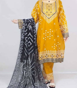 Chunri Mirror Silk 3 Pc Suit | Women Locally Made Formals | Medium | New