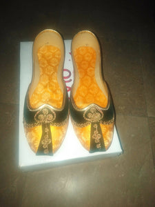 Yellow & Green Fancy Khussa | Women Shoes | Size: 39 | New