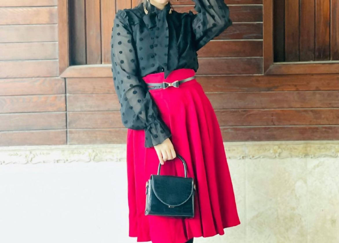 Fashionable Black Pink Shirt Skirt Set | Women Skirts & Dresses | Preloved