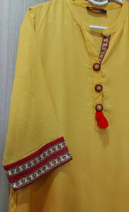 Mustard & Orange Kurta | Women Locally Made Kurta | Large | Worn Once