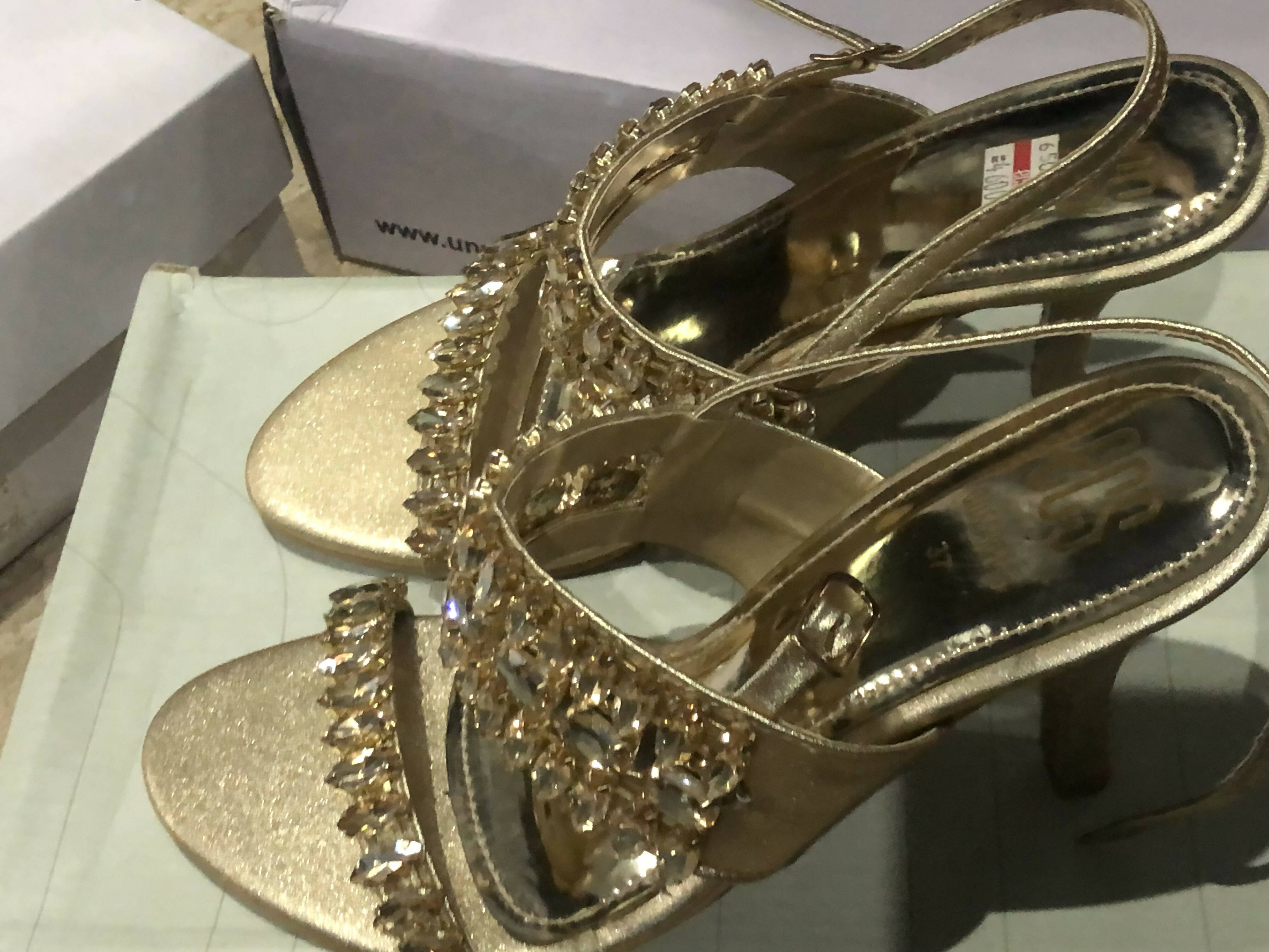 ECS | Golden heels | Women Shoes | Brand new