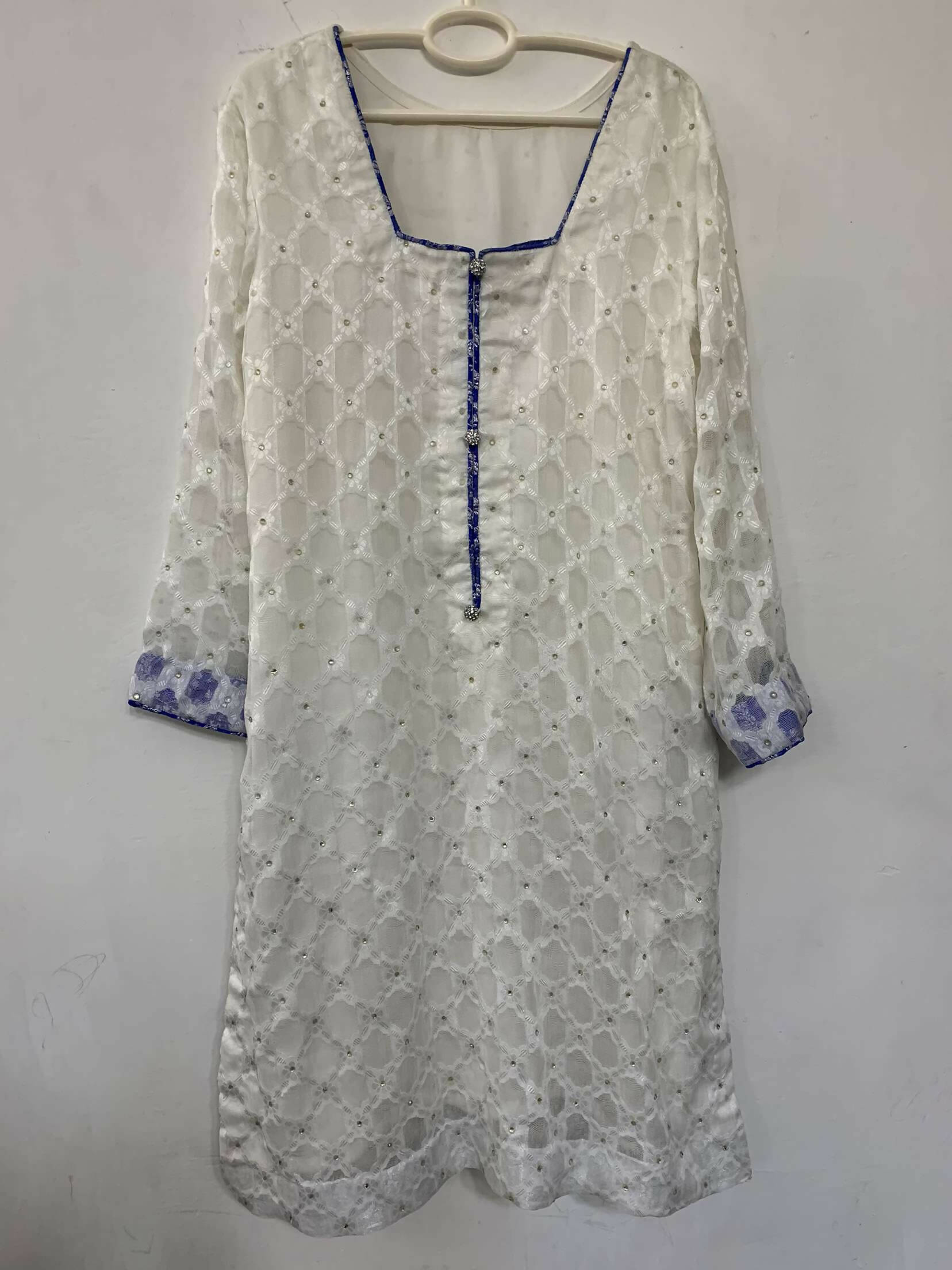 White Embroidery Kurta | Women Locally Made Kurta | Small | New