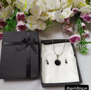 Black Circle Pendant & Studs | Women Jewelry | New