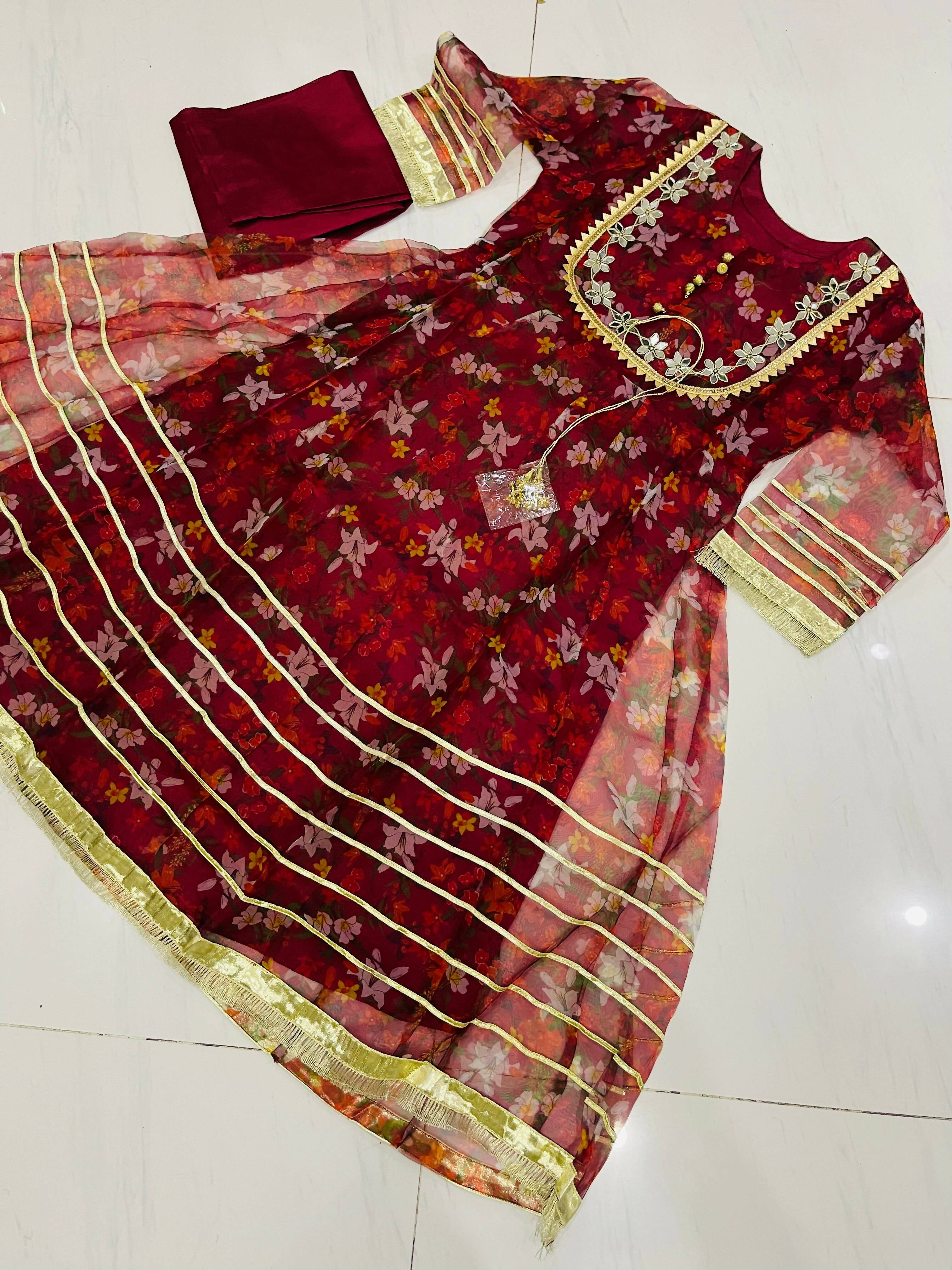 Stylish Maroon Digital Organza Suit | Women Locally Made Formals | Medium | New