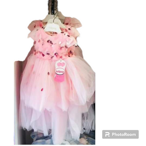 بیبی پنک فراک | لڑکیوں کے اسکرٹ اور کپڑے | چھوٹا | ایک بار پہنا۔