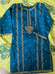 Blue Fancy 2 Pc Dress | Women Formals | Medium | Worn Once