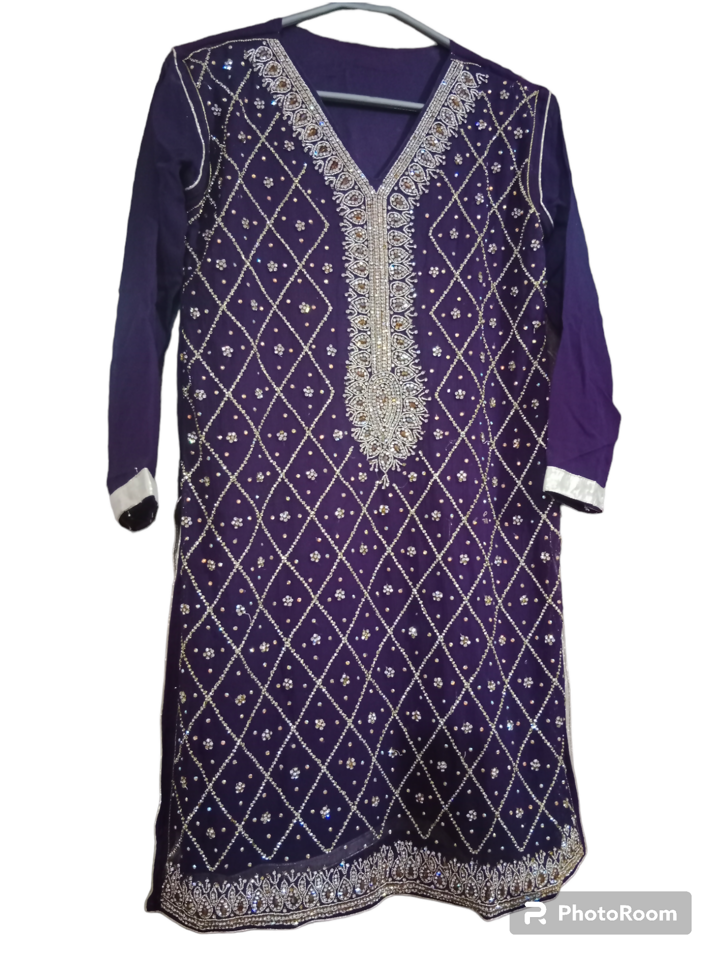 Purple Fancy Kurta with Plazo | Women Formals | Small to Medium | Preloved