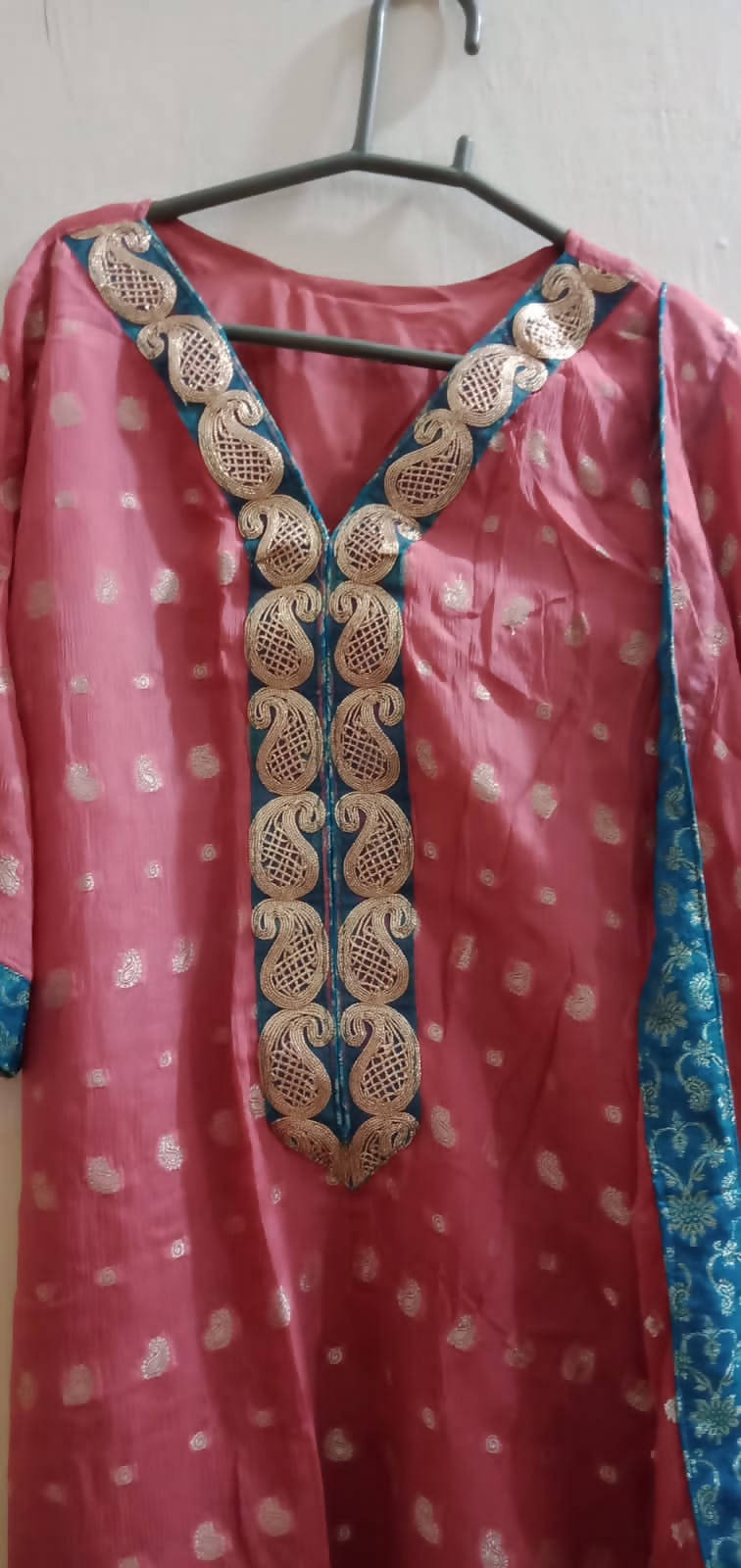 Pink Pure chiffon jamawar shirt with dupatta | Women Formals | Preloved