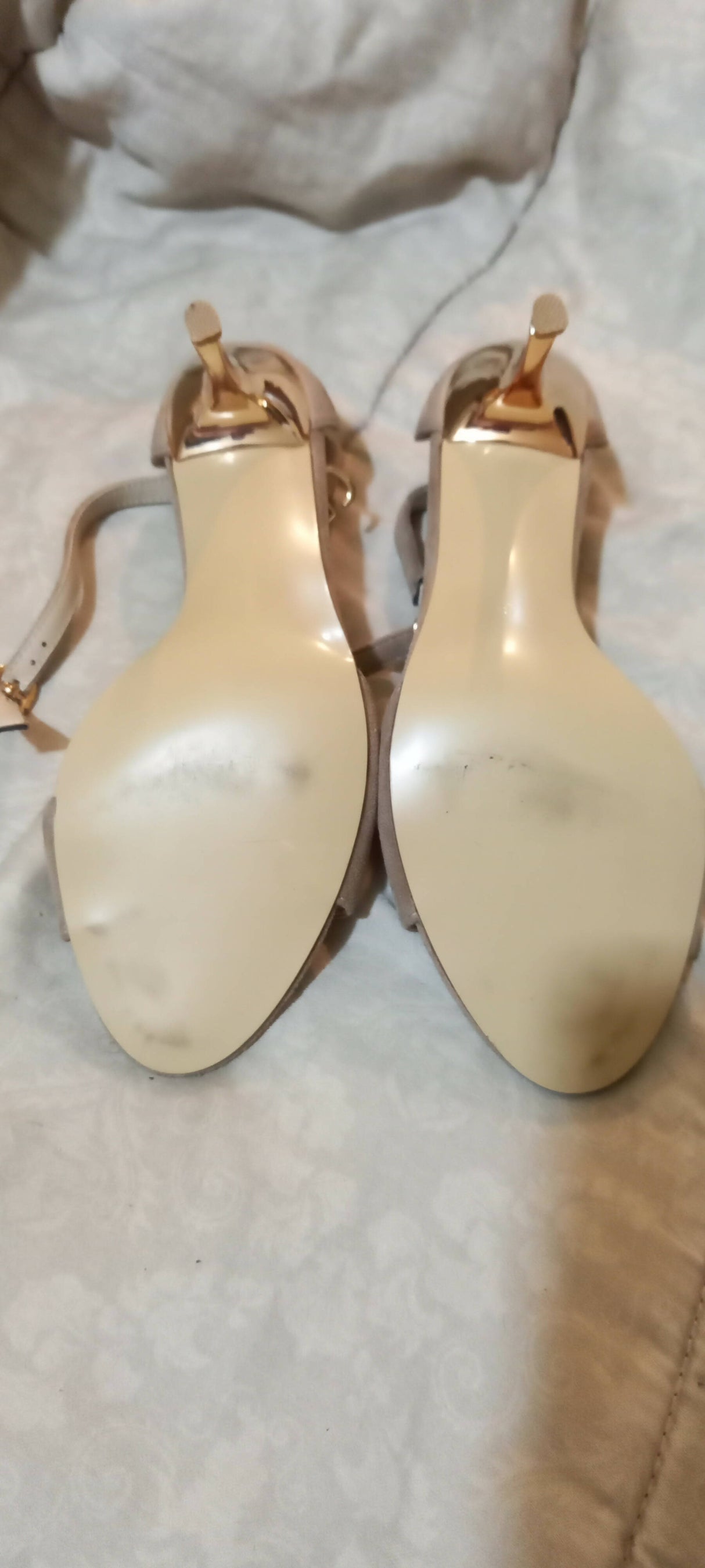 Sulafah | Beige Pencil Heel Formal Sandal | Women Shoes | Size: 10 | Worn Once