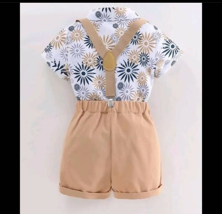 SHEIN | Toddler floral print shirt pinafore shorts (Size: 1-2 year) | Boys Tops & Shirts | Brand New