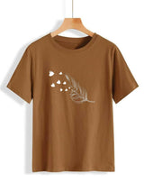 Fashion Holic | Leaf Printed (ALL SIZES) | Half Sleeves T-Shirt | Women Tops and Shirts | New