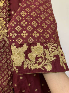 Maroon Embroidery Block print Kurta (Size: M)| Women Kurta | Worn Once