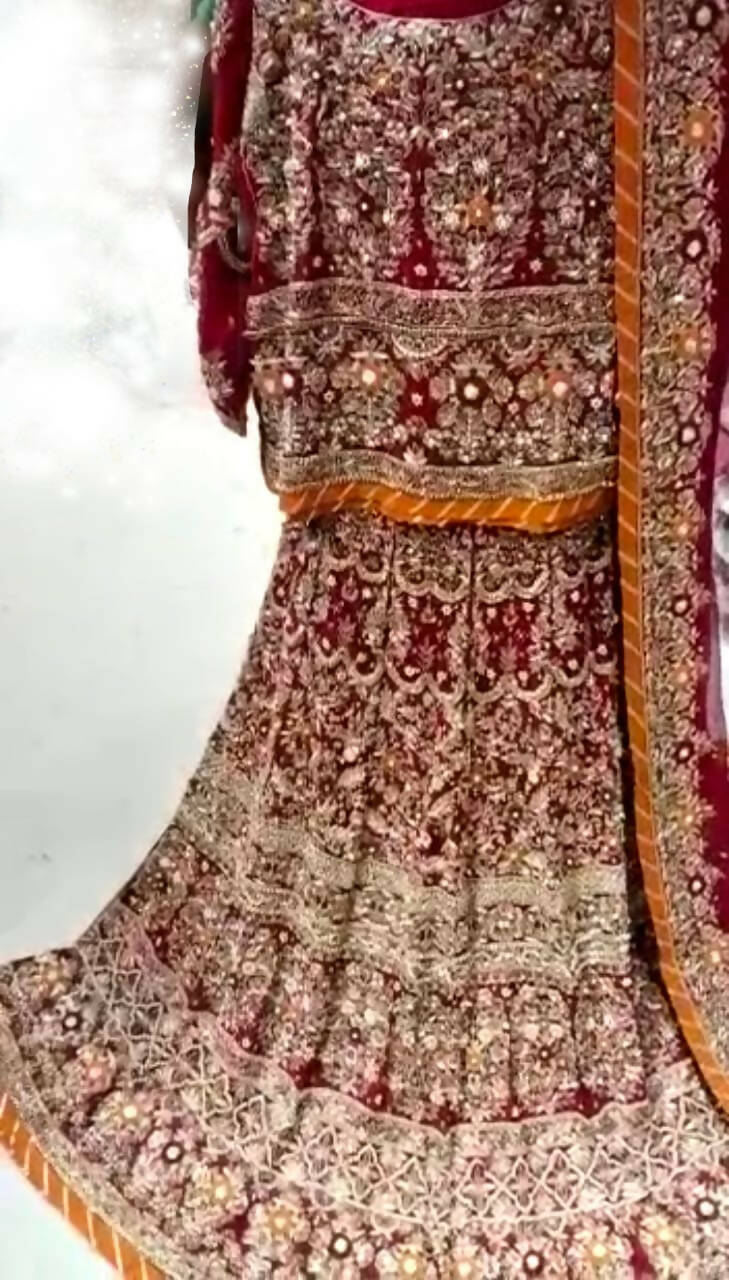 Red with rust fully heavy embroidered bridal lehnga set | Women Bridals | Worn once