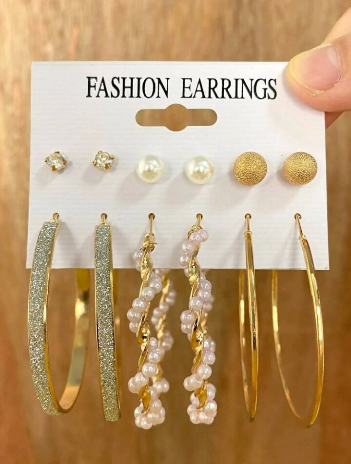 Shein | 3 Pairs Faux Pearl Decor Hoop Earrings Shein | Women jewelry | Brand New