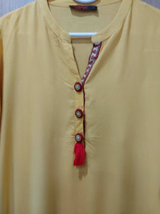 Mustard & Orange Kurta | Women Locally Made Kurta | Large | Worn Once