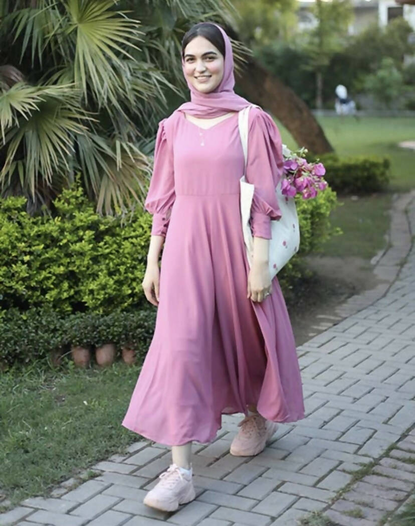 Nazmina long Pink Casual Maxi (Size: S )| Women Frocks & Maxis | Wore Once