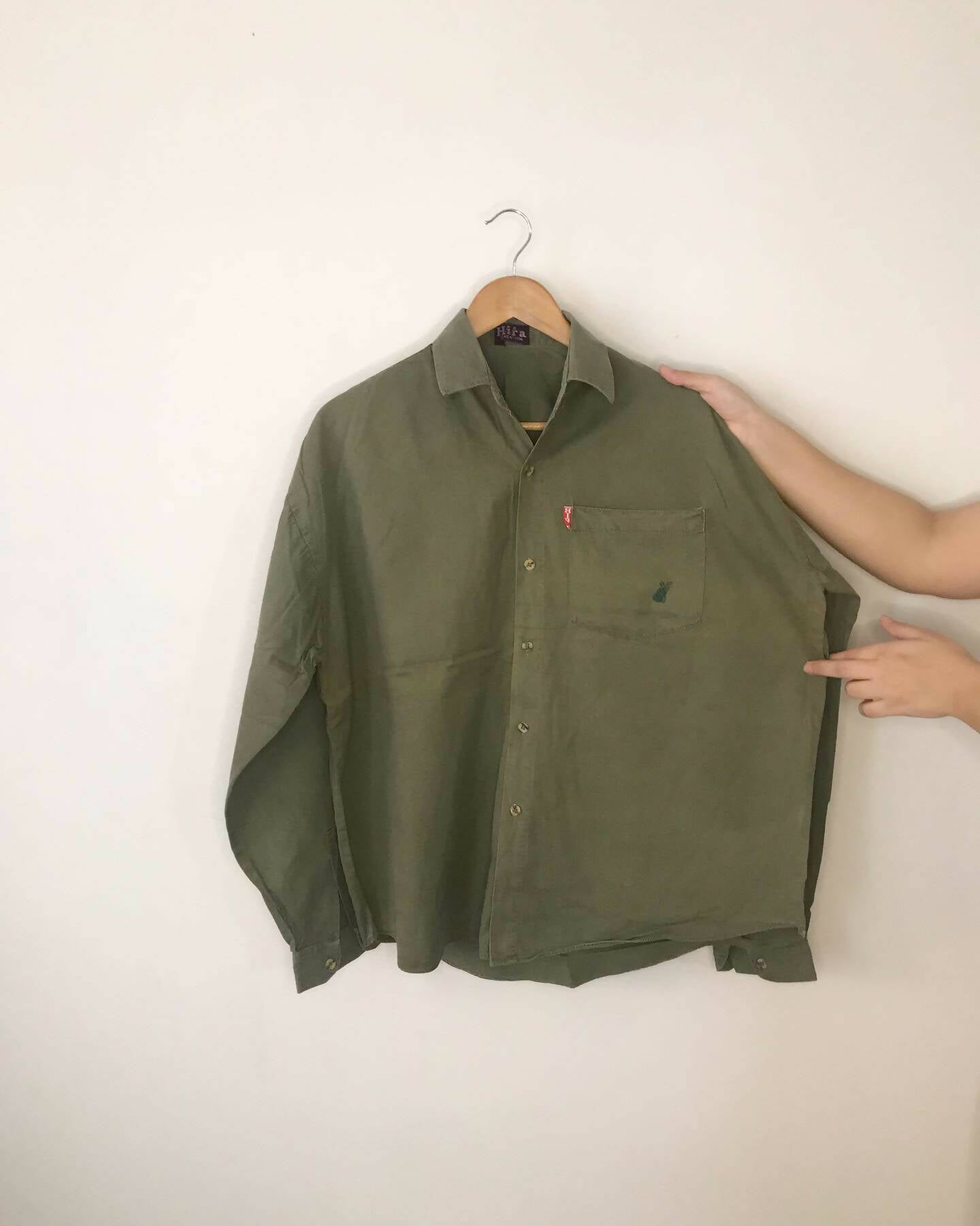 Army Olive Green Shirt | Men Button Down Shirt | Preloved