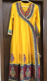 Yellow Angrakha Style Long Frock | Women Frocks & Maxis| Medium | Preloved