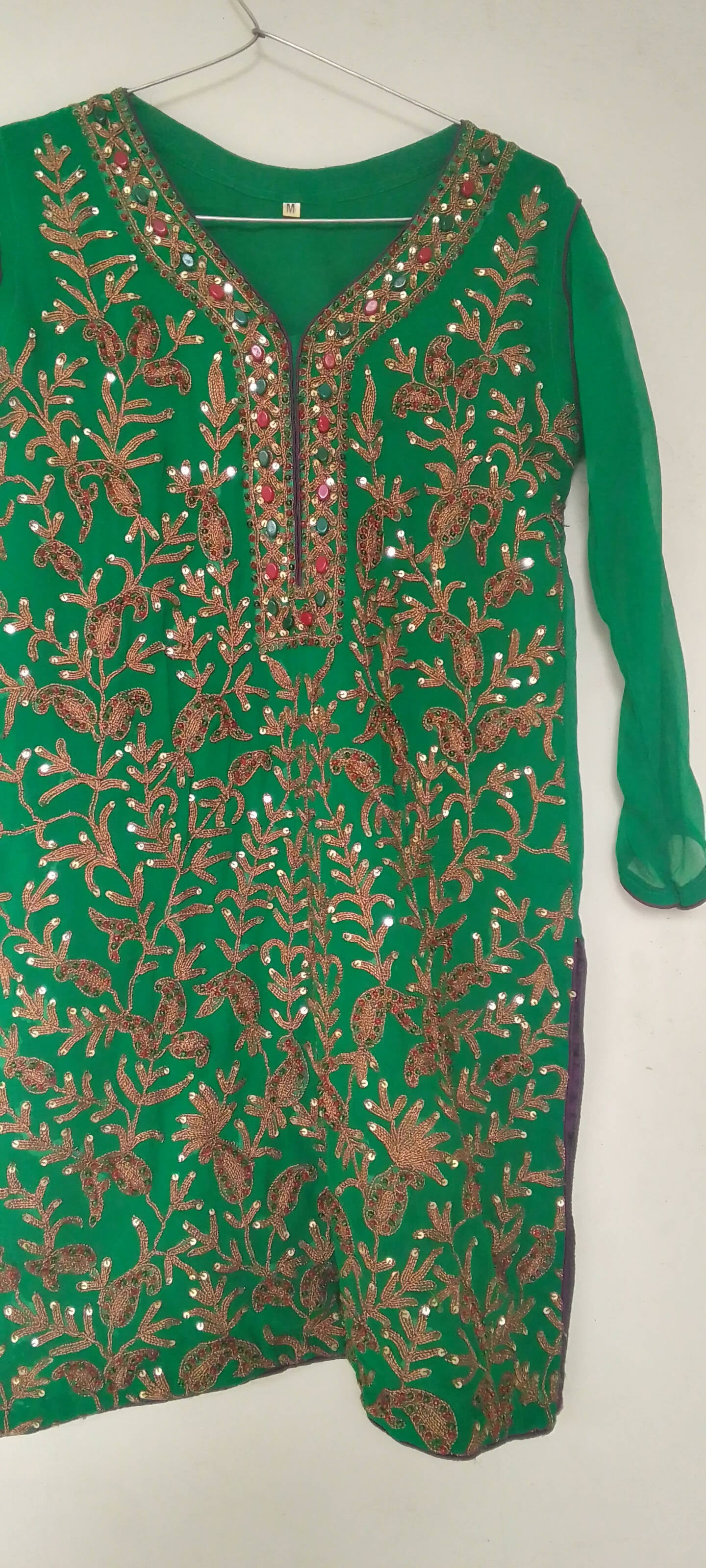 Khaadi | Green Formal wear Embroidery shirt | Women Branded Kurtas | Preloved