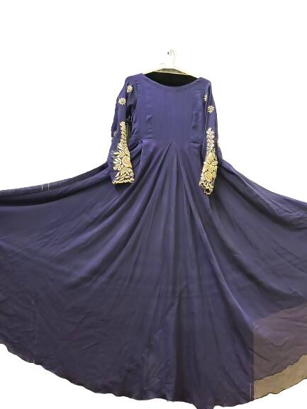 Blue Maxi with Embroided Sleeves | Women Froks & Maxis | Small | Preloved