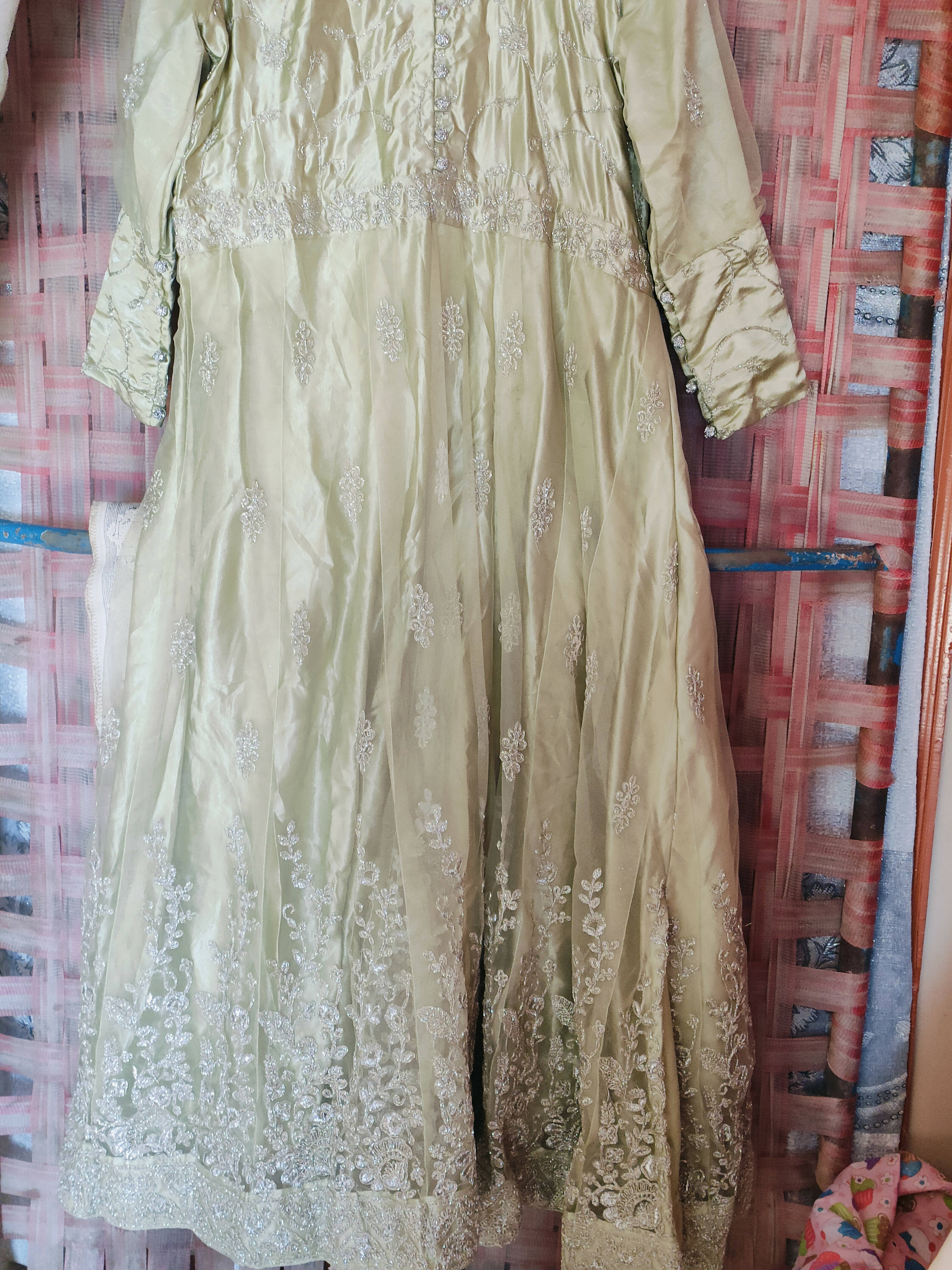 Beautiful Silver Maxi 2 piece (Maxi and Dupatta) | For Women | Size - Medium | Preloved