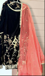 Stunning Velvet Black Lehanga | Women Locally Made Formals | Medium | Worn Once